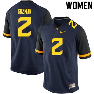 Women's West Virginia Mountaineers NCAA #2 Noah Guzman Navy Authentic Nike 2020 Stitched College Football Jersey OF15U78HM